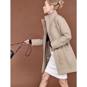 J. Crew Stadium Cloth Full Zip Wool Cocoon Coat in Tan